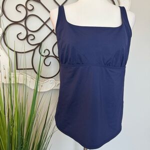 LANDS’ END Size 14 DD Cup Navy Blue Underwire Tankini Swimsuit Top